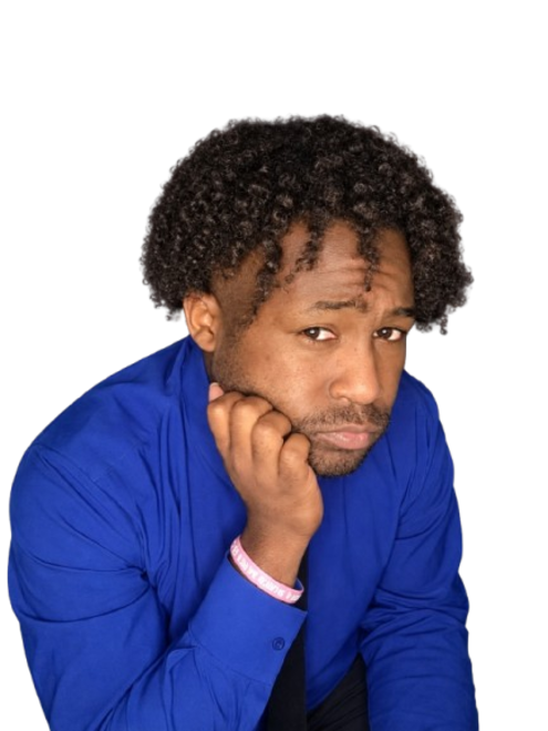 Shakuryon Steward dressed in his signature royal blue shirt and white tie